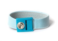 ESD anti-allergy adjustable blue fabric wrist-strap, 10mm stud