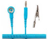 Coil cord, 1,8 m, 10mm snap to jack-plug/crocodile clip