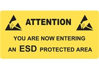 Sign Yellow, 150x300mm, Entering ESD Protected area