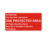Sign red, 150x300mm, Leaving an ESD protected area